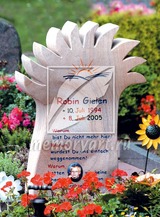 Детский памятник из бежевого мрамора – «Солнце»